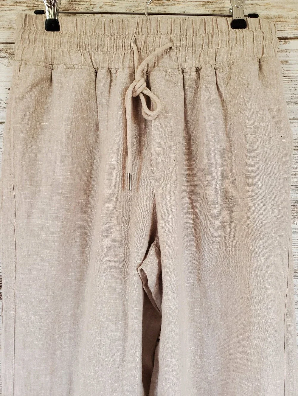 NWT Quince 100% European Linen Wide Leg Pants Flax Drawstring